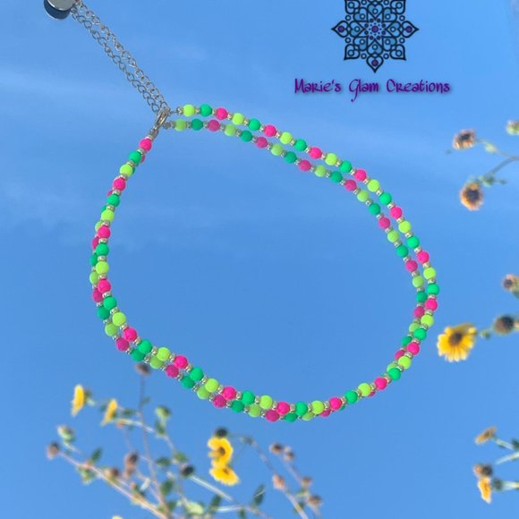 Neon Swarovski Pearls Necklace-Bracelet & Ring Set - Picture 13 of 13